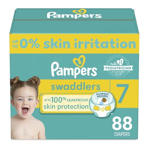 Pampers Swaddlers Diapers - Size 7, One Month Supply (88 Count), Ultra Soft Disposable Baby Diapers