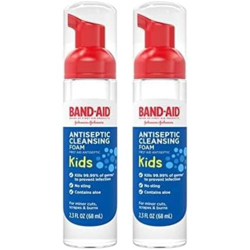 Band-Aid Brand First Aid Antiseptic Cleansing Foam for Kids, 2.3 fl. Oz (Pack of 2)