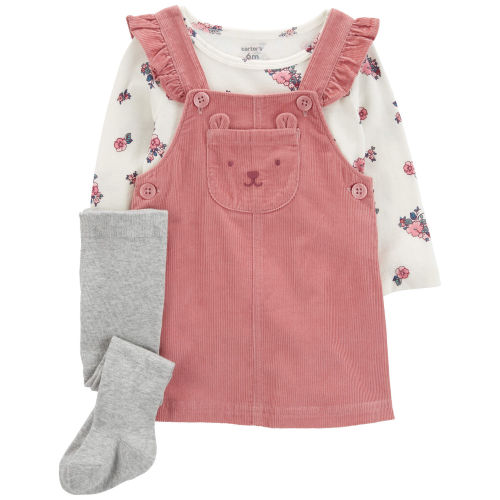 Baby 3-Piece Floral Long-Sleeve Tee & Jumper Set