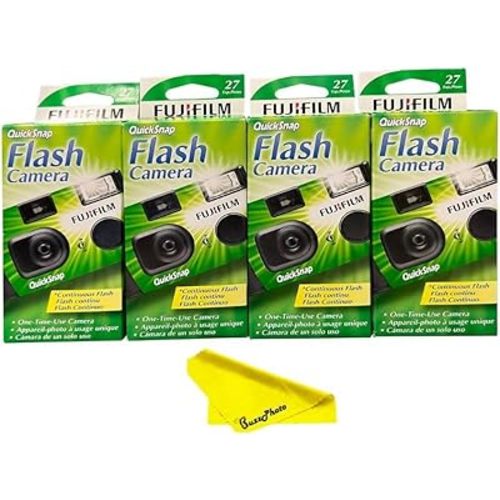 Fujifilm QuickSnap Flash 400 One Time Use 35mm Camera with Flash, 27 Exposures, 4-Pack