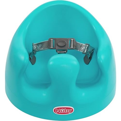Nuby My Floor Seat - Portable Baby Chair with Soft Foam Cushion, Safety Harness, and High Back Design - 4+ Months - Aqua