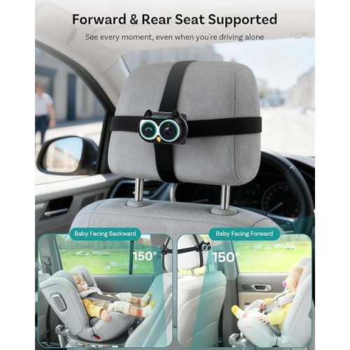 OTTOCAST Cabin Care Baby Camera for Car, 1080P Baby Car Camera with HD Night Vision, Wireless CarPlay Adapter, 150° Wide Angle, Real-Time Rear Seat Monitor
