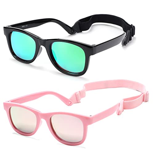 COASION Bendable Flexible Polarized Newborn Baby Sunglasses with Strap for Infant Boys Girls Age 0-12 Months CA8042