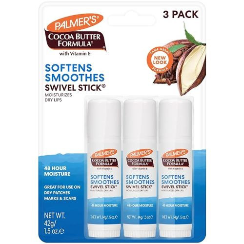Palmer's Cocoa Butter Formula Moisturizing Swivel Stick with Vitamin E, Lip Balm Easter Basket Stuffer, Face & Body Moisturizer Stick Ideal for Treating Dry Skin Patches (Pack of 3) - 3 Count (Pack of 1)
