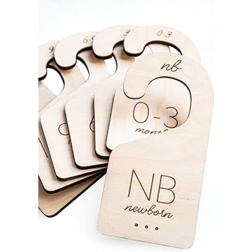 Baby Closet Size Dividers Baby Closet Organizer – White Loft Thick Birch Baby Closet Dividers from Newborn to 24 Months – Timeless Etched Design for Any Nursery Decor (Set of 7)