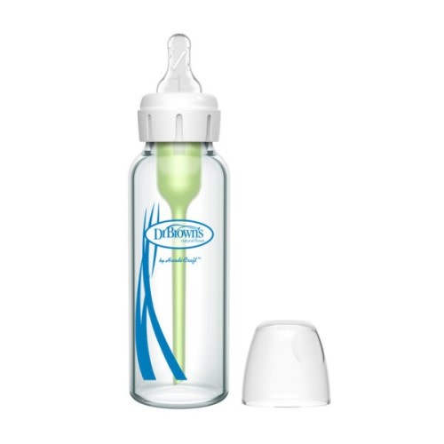 Dr. Brown’s Natural Flow® Anti-Colic Options+™ Narrow Glass Baby Bottle, with Level 1 Slow Flow Nipple | Dr. Brown's Baby