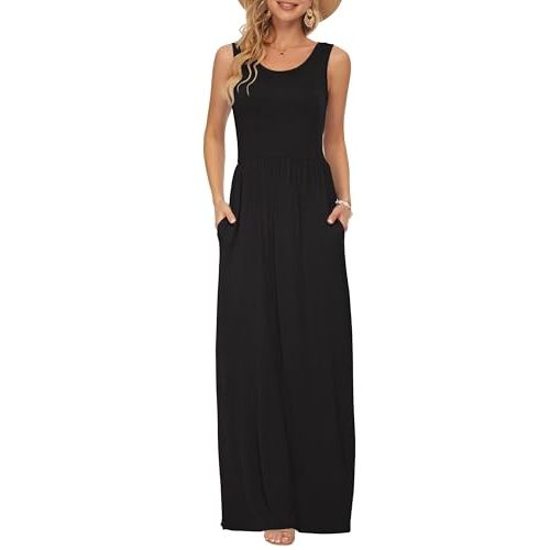 AUSELILY Women's Summer Sleeveless Loose Maxi Dress Casual Long Dresses with Pockets 2025 New