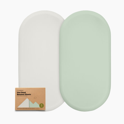 KeaBabies Isla Fitted Bassinet Sheets (2 Pack) - Sage