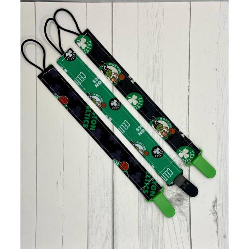 Pacifier Clips  Boston Celtics Basketball Pacifier Holders Paci Clip Set of 3