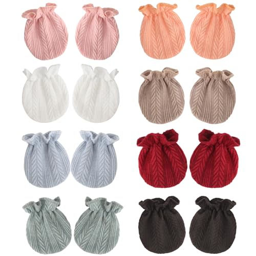 BQUBO Newborn Infant Toddler Mittens No Scratch Cotton Elastic Wrist Gloves Hypoallergenic for 0-6 Months Baby Boys Girls