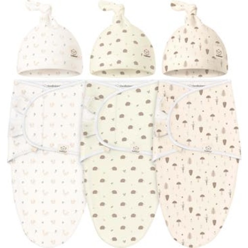 3-Pack Soothe Swaddle Wraps with Knot Hats, Medium