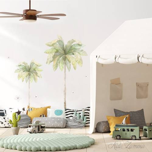 PREMIUM Fabric Wall Decal, PALM TREES, Palm wall decal, Watercolor decal, Kids Sticker, Jungle wall decal, Safari decal, Aida Zamora