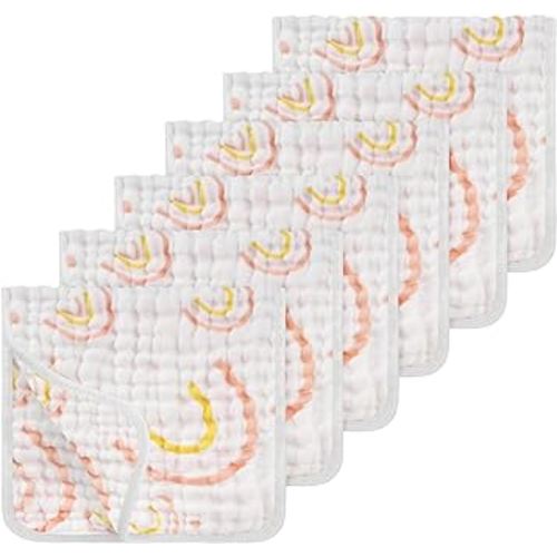 Looxii Muslin Burp Cloths 100% Cotton Muslin Cloths Large 20''x10'' Extra Soft and Absorbent 6 Pack Baby Burping Cloth for Boys and Girls (Rainbow)