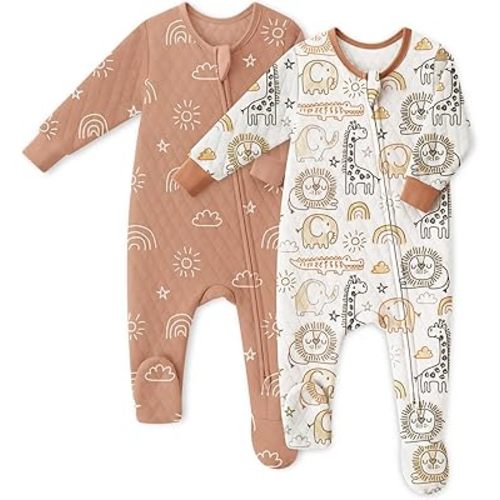 Yoofoss Baby Pajamas Organic Cotton Baby Winter Clothes Warm Newborn Sleepers for 0-3 3-6 6-9 Months, Quilted Footed Pjs
