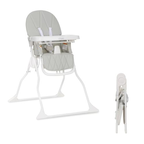 Dream On Me Snack and Stow Baby high Chair in Koala Gray, Easy to fold and Store Travel high Chair, Removable and Three Position Adjustable Tray Portable high Chair