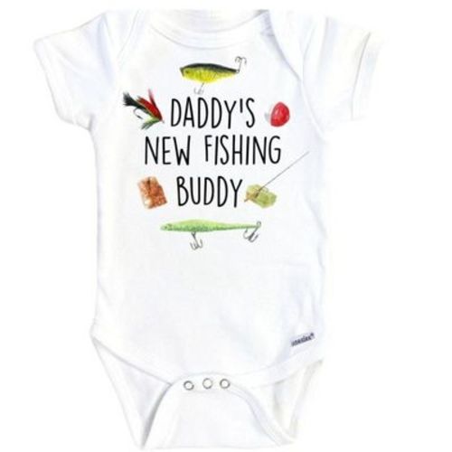Fishing Buddy Icons Onesie® Baby Boy Girl Clothes Infant Bodysuit Funny Cute Newborn Gs1 White 12m Onesie®