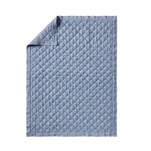 European Linen Baby Quilt, Indigo, 36"W x 50"L