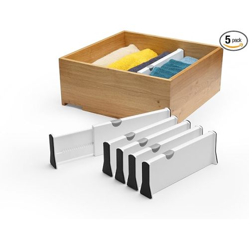 Fox & Red Draw divider 5 pack - Adjustable Draw Dividers for baby clothes & drawer organizers for clothing- Nursey drawer organizers & drawer separators 4" High x 11"- 17.25" Long