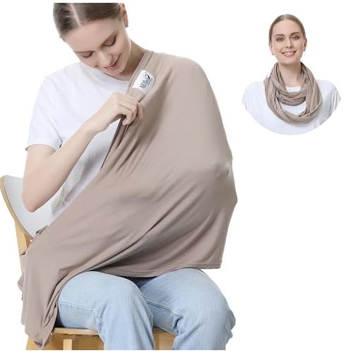 NeoTech Care Baby Nursing Cover Breastfeeding Scarf | Soft Fabric (Light Brown)