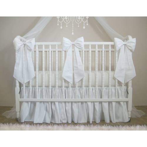 White Taffeta Crib Set with 2 Crib Bows