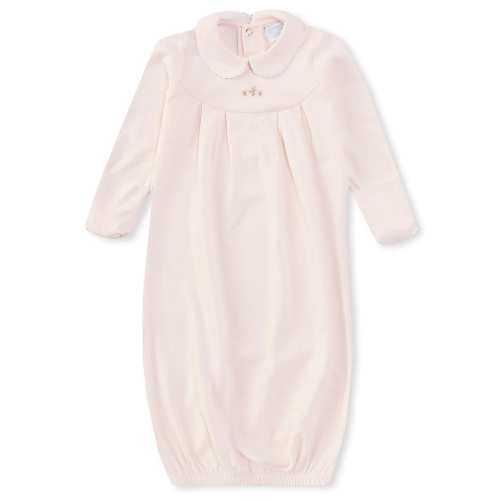 Edgehill Collection Baby Girls Newborn-6 Months Peter Pan Long Sleeve Solid Gown