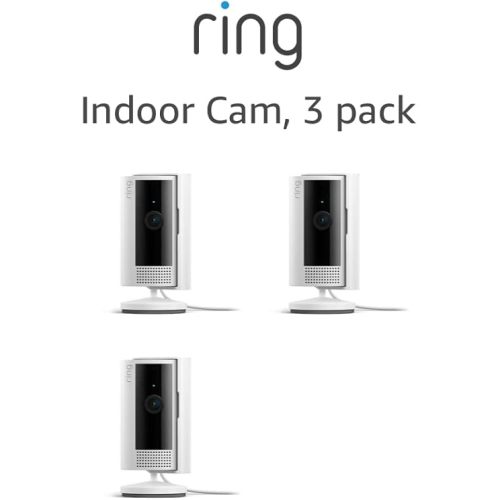 All-new Ring Indoor Cam (2nd Gen) | latest generation, 2023 release | 1080p HD Video & Color Night Vision, Two-Way Talk, and Manual Audio & Video Privacy Cover | 3-pack, White