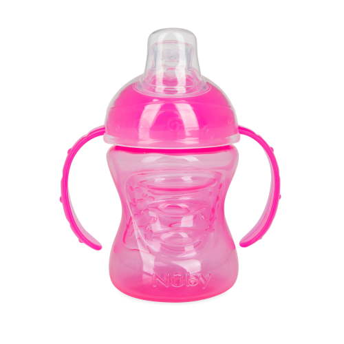 Nuby No-Spill Grip N' Sip Pink Soft Spout Sippy Cup, 8 fl oz