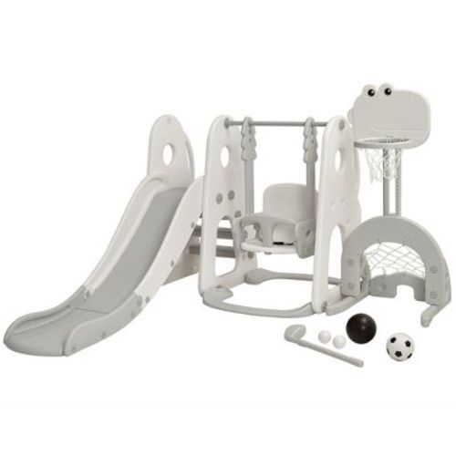 Costway 6 In 1 Toddler Slide And Swing Set Climber Playset W/ Ball Games White
