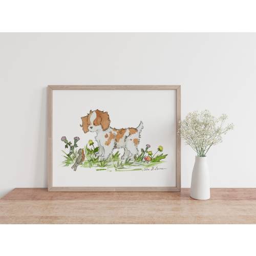 Cavalier King Charles Spaniel Print, Cavalier Gift, Spaniel Nursery Print, Puppy Dog Nursery, Children's Art, Springer Spaniel Brittany
