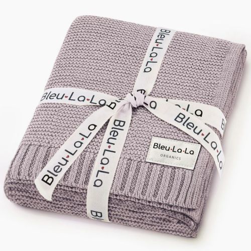 Bleu La La Heritage Knit 100% Luxury Organic Cotton Baby Swaddle Blanket for Newborn and Infant Boys and Girls - Lilac Dreams