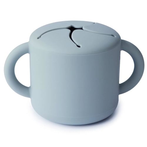 mushie Silicone Snack Cup | Spill Proof Food Container for Toddler and Baby (Powder Blue)