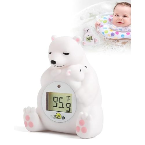Baby Bath Thermometer for Infants,Cute Polar Bear Digital Bath Thermometer for Baby,Room&Water Temperature Toy