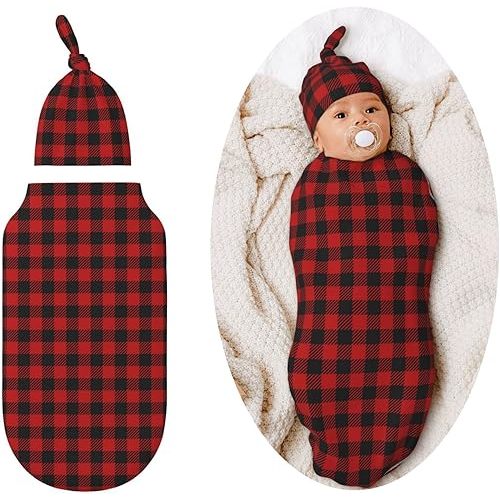Christmas Checkered Swaddle Blankets Newborn Receiving Blanket Baby Swaddle Wrap Soft Sleeping Sack for Baby Girls Boys