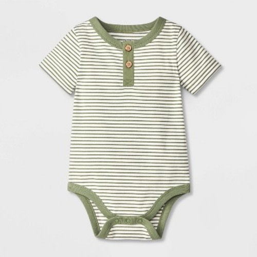 Baby Boys' Henley Bodysuit - Cat & Jack™ Olive Green Newborn
