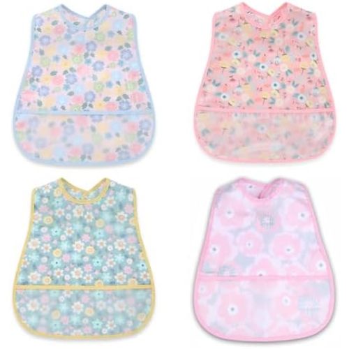 Baby bibs Waterproof Toddler bib - Feeding bib with Pocket for Infant Boy Girl Washable 6-36M