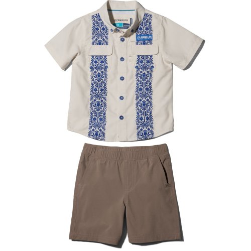 Magellan Outdoors Toddler Boys' Laguna Madre Talavera Azul Button Down Shirt