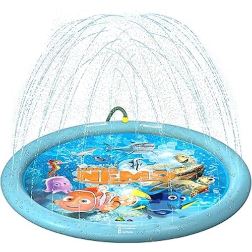 GoFloats Disney Pixar Splash Pad Mats and Water Sprinklers for Kids - Frozen, Cars, Mickey, Nemo and Toy Story