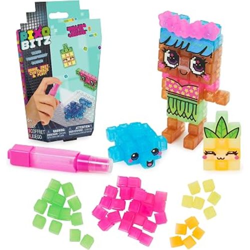 Pixobitz, Clear Pack with 156 Exclusive Water Fuse Beads, Decos and Accessories, Makes 3D and 2D Creations with No Heat, Arts and Crafts Kids Toys