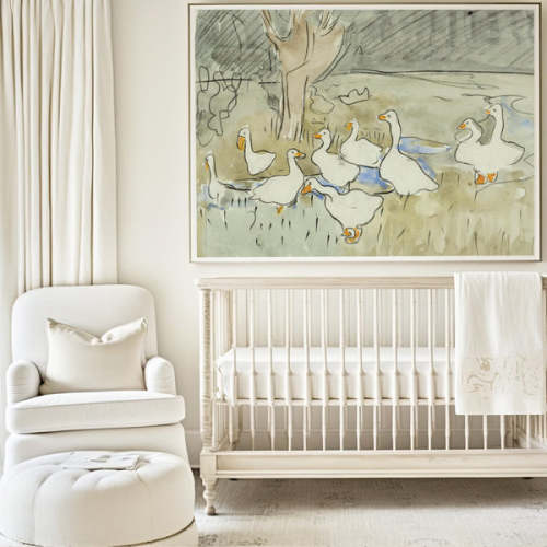 Vintage Abstract Duck Painting