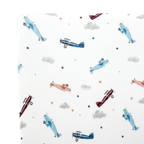 Vintage Airplane Premium Bamboo Fitted Crib Sheet, Gender neutral crib sheet, airplane crib sheet