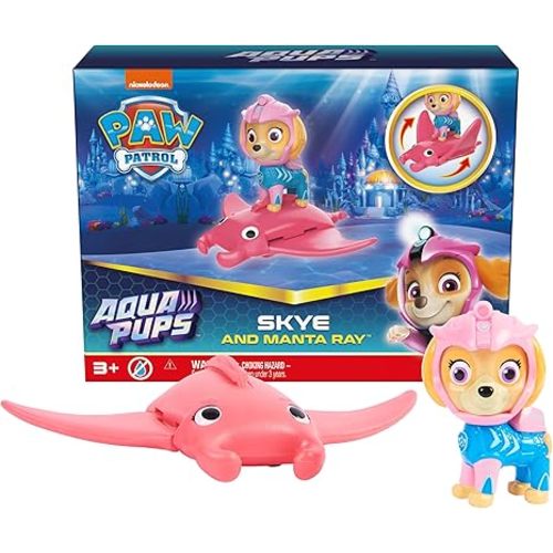 PAW Patrol, Aqua Pups Skye and Manta Ray Action Figures Set, Kids Toys for Ages 3 and up