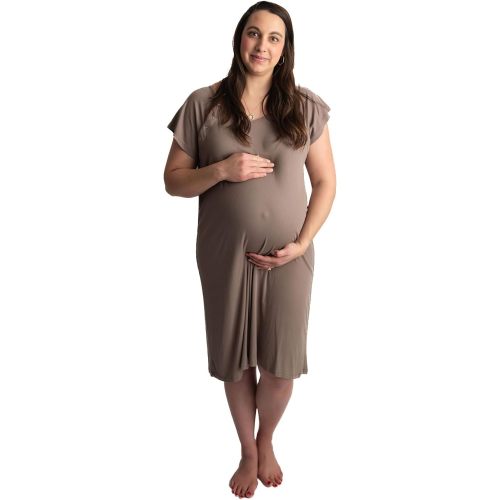 Three Little Tots Mommy Labor and Delivery Gown - Stretchy Soft Maternity and Nursing Nightgown