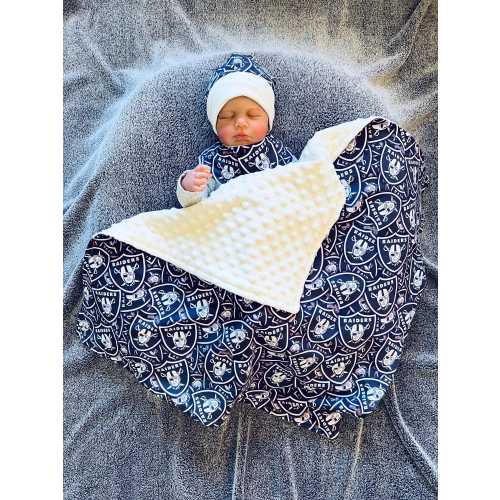 Raiders inspired Baby / Toddler Blanket/ Sports Team Baby Blanket