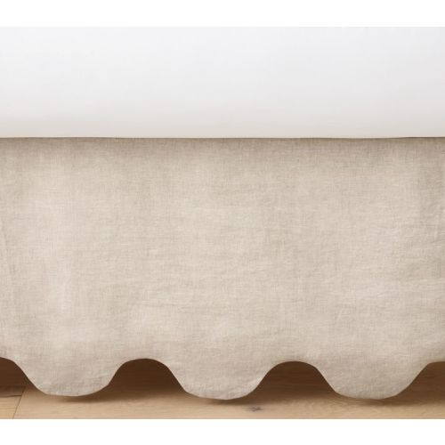 Scalloped European Linen Crib Skirt - Flax
