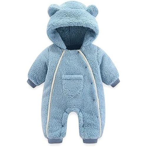 Newborn Baby Bear Onesie Outfit Suit Girls Boys Fleece Jumpsuit Romper Hooded Coat Winter Clothes Outwear Snowsuit