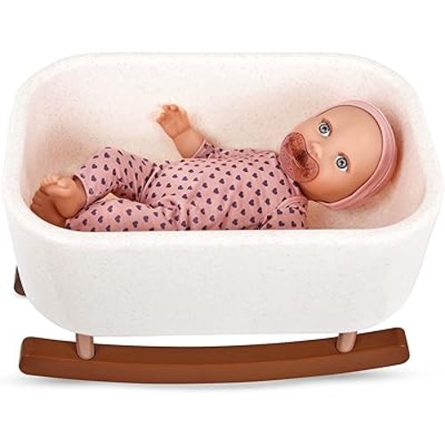 LullaBaby – 14-inch Realistic Baby Doll with Rocking Cradle Accessory – Fair Skin Tone & Gray Eyes – Pretend Play – Toys For Kids Ages 2 & Up – Baby Doll & Rocking Bassinet Set