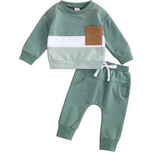 Engofs 2Pcs Toddler Baby Boy Girl Sweatshirt Tops Pants Set Long Sleeve Sweatsuit Fall Winter Outfits