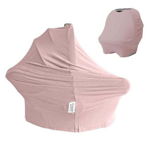 MOZAH Baby Multi-Use Cover: 9-in-1 Baby Car Seat Cover, Nursing Cover, Grocery Cart Cover & More, Breastfeeding Must Haves First Time Mom on Baby Registry (Pale Mauve, Dusty Pink)