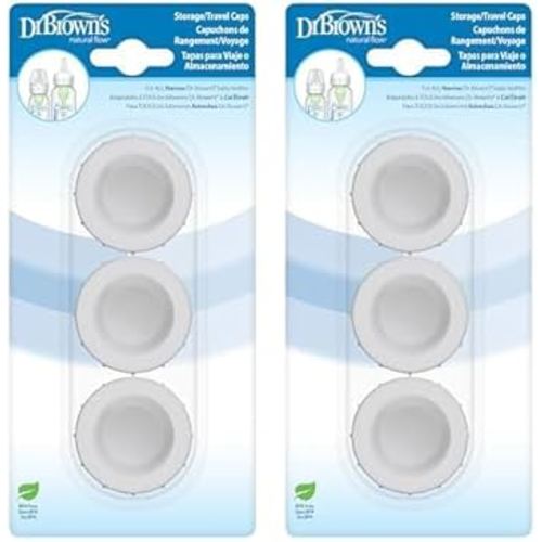 Dr. Brown's Replacement Travel Caps for Dr. Brown's Original, Options, and Options+ Baby Bottles, 3 Count (Pack of 2)