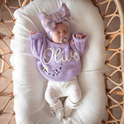 Personalized Name - Hand-Knitted Announcement Jumper - Newborn Gift